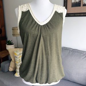 Prana Bloused Lace Detail Sleeveless Boho Top